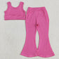 Baby Girls Clothes Dark Pink Yoga Vest Bell Bottom Pants Active Wear Clothes Sets GSPO2002 5.22