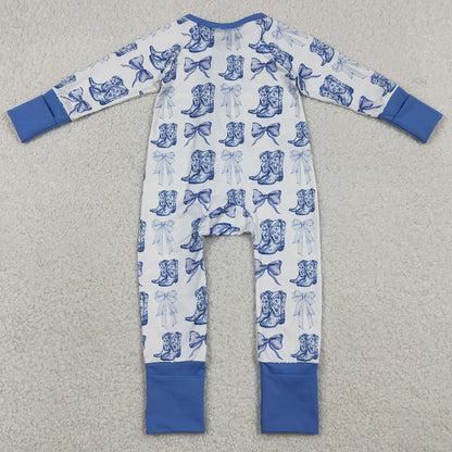 Baby Girls Rompers Bows Boots Western Two Way Zip Convertible Rompers LR2420 1.1