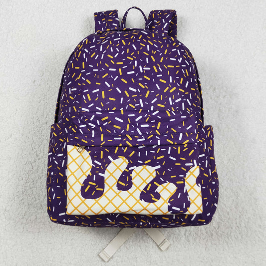 Baby Kids Backpacks Purple Sprinkles Team Zipper School Back Bags BA0327 11.6