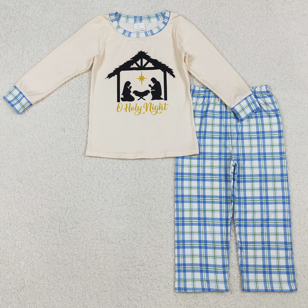 Baby Boys Clothes Jesus Nativity Top Checked Pants Christmas Clothes Sets BLP1100 10.4
