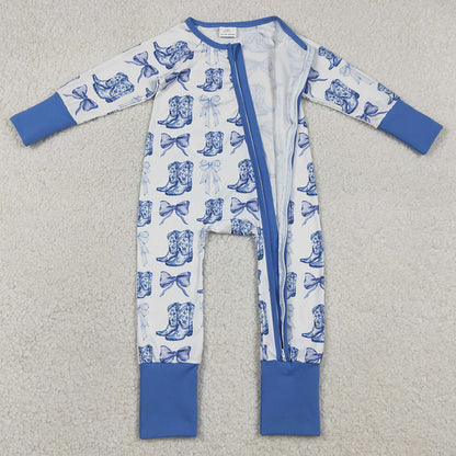 Baby Girls Rompers Bows Boots Western Two Way Zip Convertible Rompers LR2420 1.1