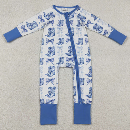 Baby Girls Rompers Bows Boots Western Two Way Zip Convertible Rompers LR2420 1.1