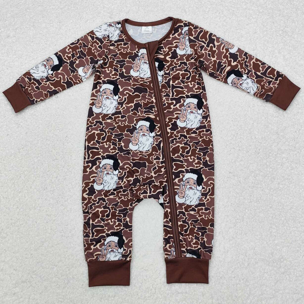 Baby Infant Boys Rompers Christmas Camo Santa Zip Rompers LR1820