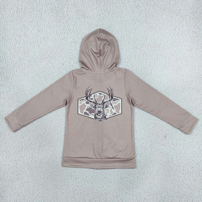 Baby Girls Clothes Khaki Camo Deer Pocket Zip Hoodie Jackets Top GT1144