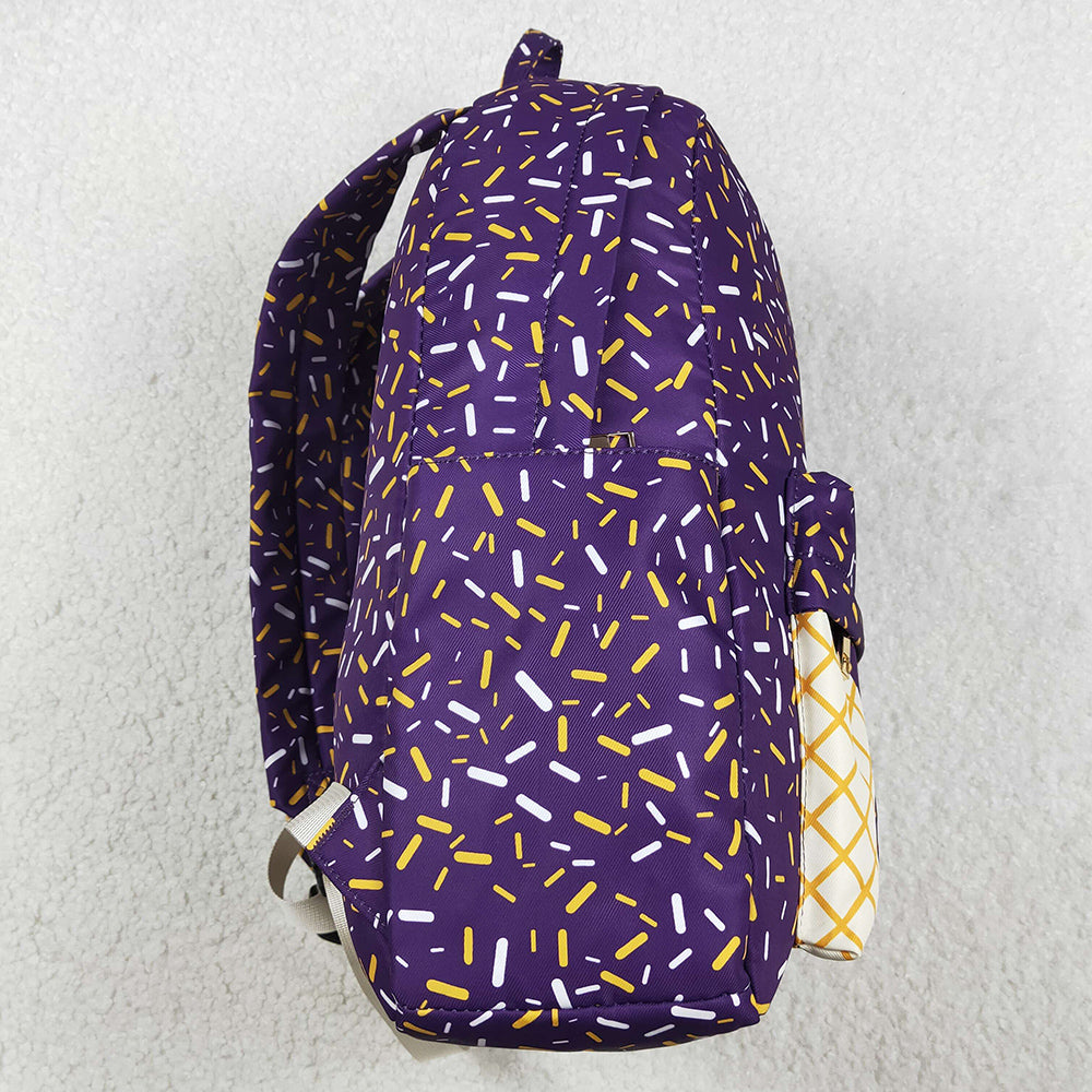 Baby Kids Backpacks Purple Sprinkles Team Zipper School Back Bags BA0327 11.6
