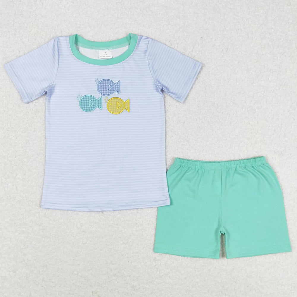 Baby Boys Clothes Fish Short Sleeve Shirts Summer Shorts Sets BSSO0587