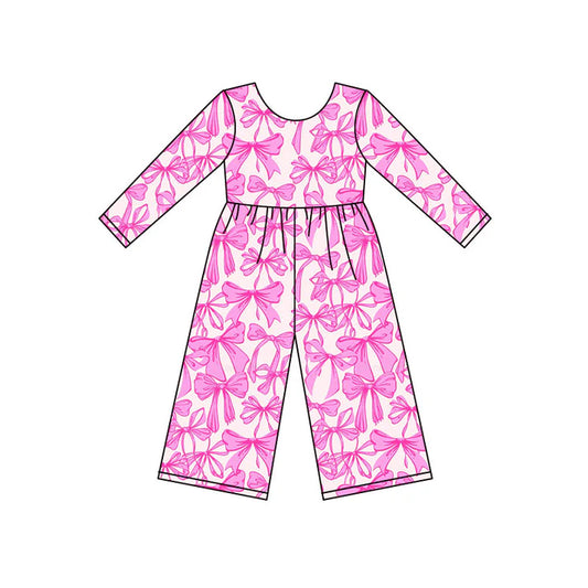 Preorder(moq 8)Baby Girls Pink Bows Plaid Valentine Pant Jumpsuits 9.25