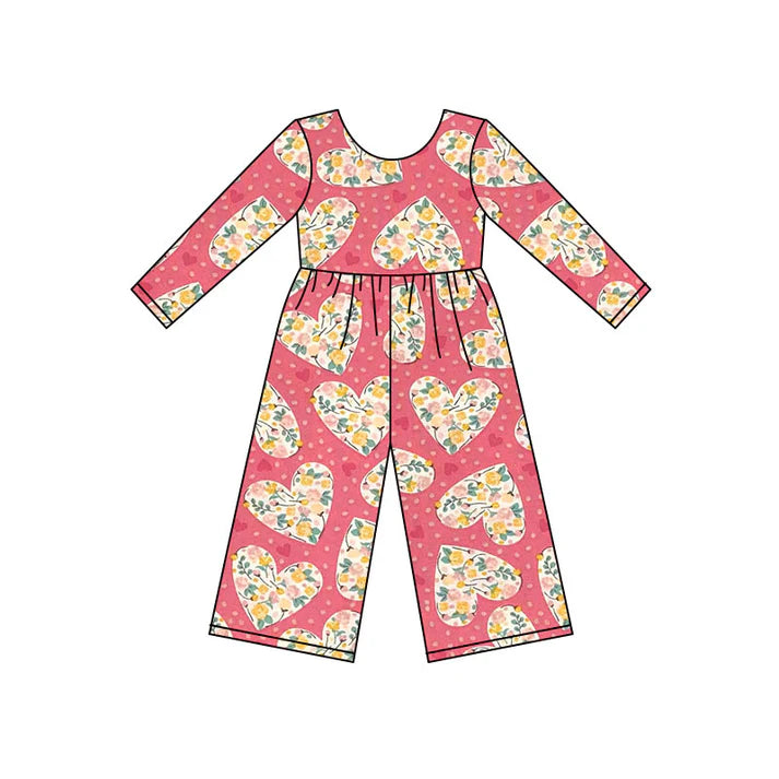 Preorder(moq 8)Baby Girls Flowers Hearts Leopard Valentine Pant Jumpsuits 9.25