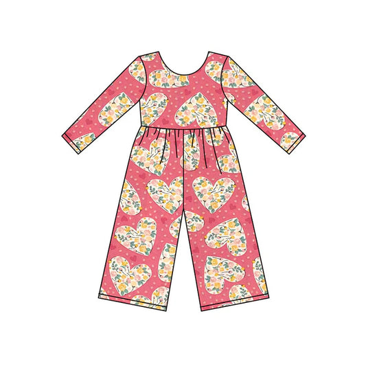 Preorder(moq 8)Baby Girls Flowers Hearts Leopard Valentine Pant Jumpsuits 9.25