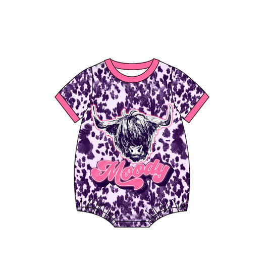 Preorder (moq 5)Baby Infant Western Leopard Cow Moody Short Sleeve Rompers 5.29