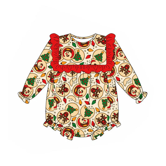 Preorder (moq 5)Baby Girls Long Sleeves Deer Trees Plaid Ruffle Rompers 5.17