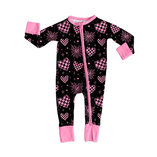 Preorder(moq 5)Baby Infant Boys Long Sleeves Spider Web Hearts Halloween Zipper Rompers 7.30