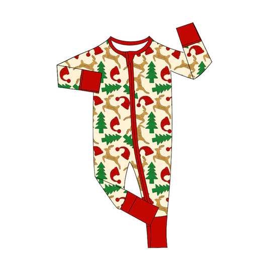 Preorder (moq 5)Baby Kids Long Sleeves Deer Trees Zipper Rompers 5.17