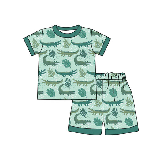 Preorder moq 5 Baby Boys Navy Short Sleeves Pocket Top Horse Rodeos Flag Short 4th Of July Set 4.14