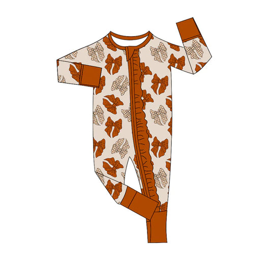 Preorder(moq 5)Baby Infant Boys Long Sleeves Plaid Bows Fall Zipper Rompers 7.30