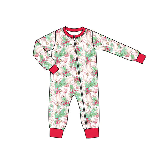 Preorder moq 5 Baby Infant Boys Long Sleeves Christmas Socks Bows Plaid Zipper Romper 7.16
