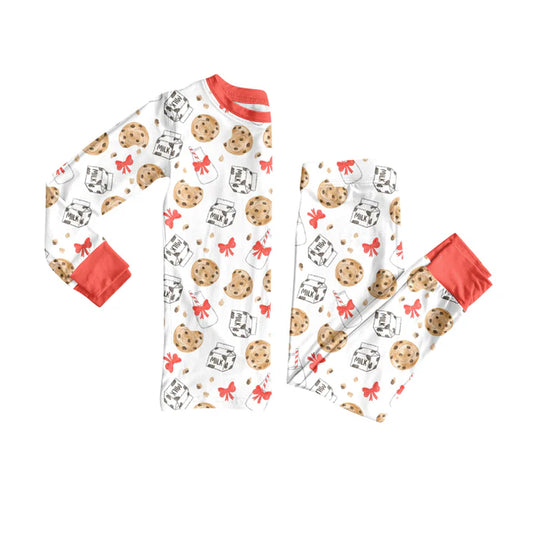 Preorder(moq 5) Baby Girls Christmas Cookie Milk Top Pants Lounge Wear Pajamas Sets 8.12