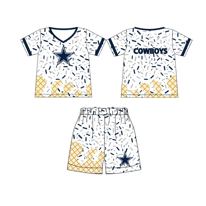 preorder(moq 5) Baby Boys Cowboys Team Short Sleeve Tee Shirt Shorts Clothes Sets 5.29
