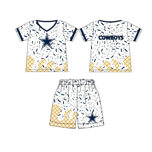 preorder(moq 5) Baby Boys Cowboys Team Short Sleeve Tee Shirt Shorts Clothes Sets 5.29