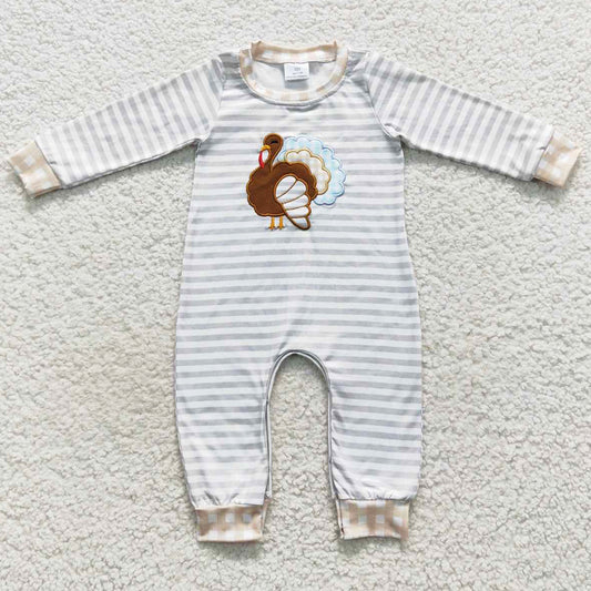 Turkey Embroidery Infant Baby Rompers Thanksgiving Jumpsuits LR0426