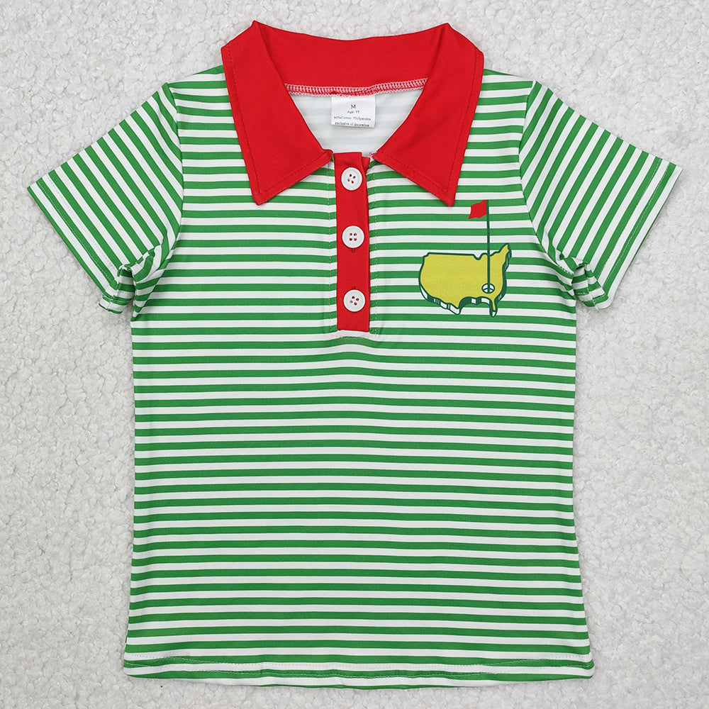 Baby Boys T-shirt Golf Green Stripes Short Sleeve Tee Shirts Tops BT0890