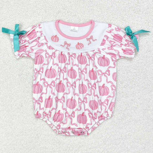 Baby Infant Girls Rompers Pink Pumpkin Bows Rompers SR1904