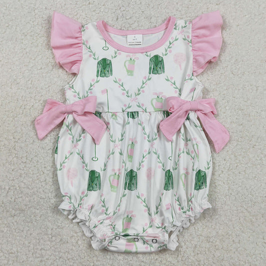 Baby Girls Rompers Flutter Sleeve Flowers Golf Checked Bows Ruffle Rompers SR3842 1.15