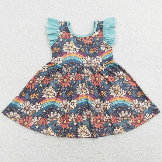 New Girls Dress Flower Print Spring Summer Kids Girls Dresses GSD0734