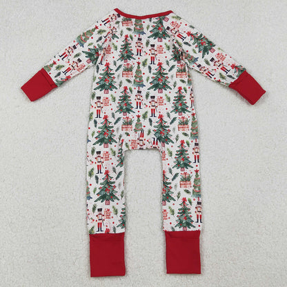 Sibling Baby Boys Christmas Trees Soldiers Gifts Top Pants Pajamas Sets Zipper Footie Rompers BLP1206 11.5