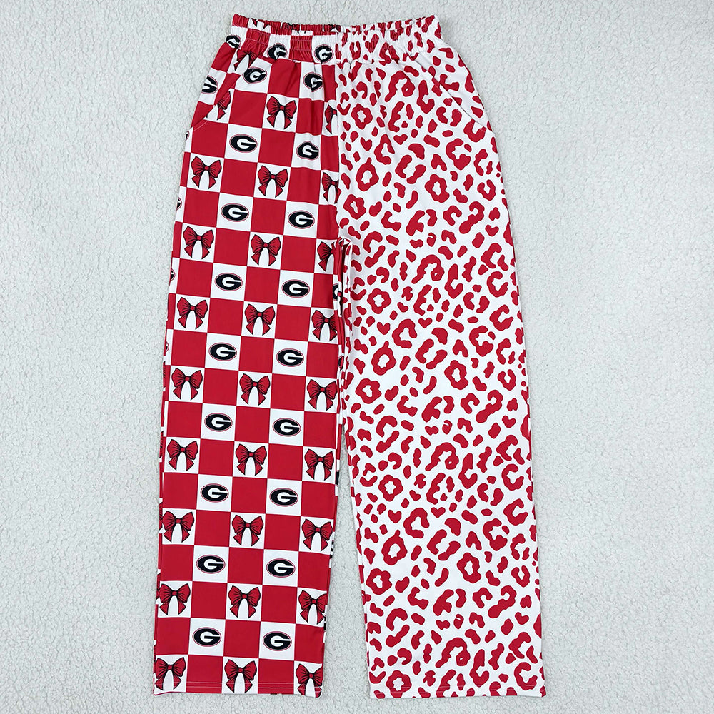 Adult Women Pants Georgia Bows Leopard Team Pockets Flare Pants Bottom P1118