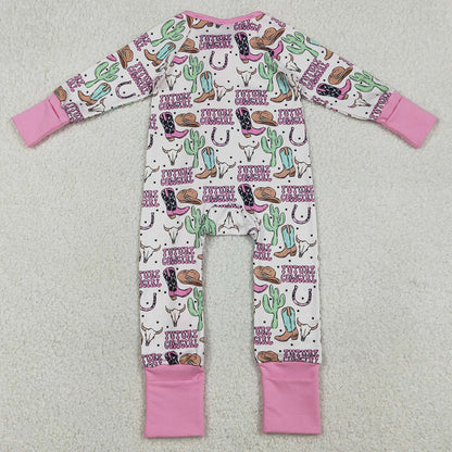 Baby Girls Rompers Cactus Cowgirls Western Zip Rompers LR2945 12.31