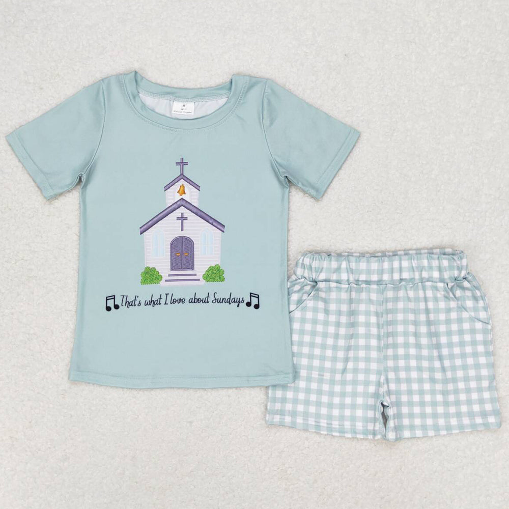 Baby Boys Clothes Church Shirt Top Checkered Pockets Shorts Sets BSSO0858