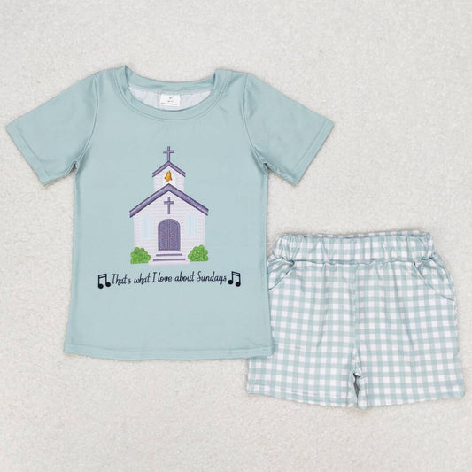 Baby Boys Clothes Church Shirt Top Checkered Pockets Shorts Sets BSSO0858