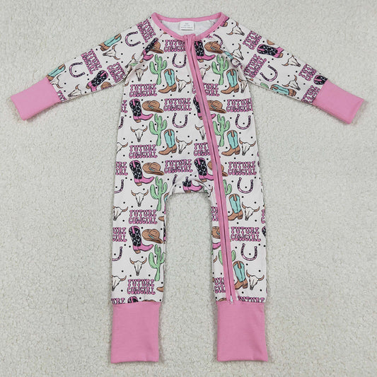 Baby Girls Rompers Cactus Cowgirls Western Zip Rompers LR2945 12.31