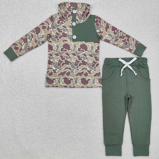 Baby Boys Clothes Fall Green Camo Pullovers Tops Shirt Pants Clothes Sets BLP0491