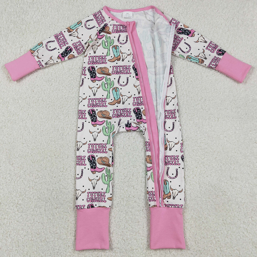 Baby Girls Rompers Cactus Cowgirls Western Zip Rompers LR2945 12.31