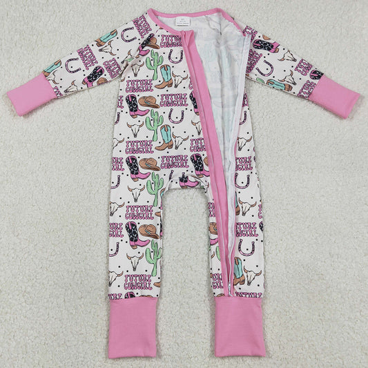Baby Girls Rompers Cactus Cowgirls Western Zip Rompers LR2945 12.31