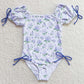 Baby Girls Swimsuits Summer Lavender Flowers One Piece Swimsuits S0329