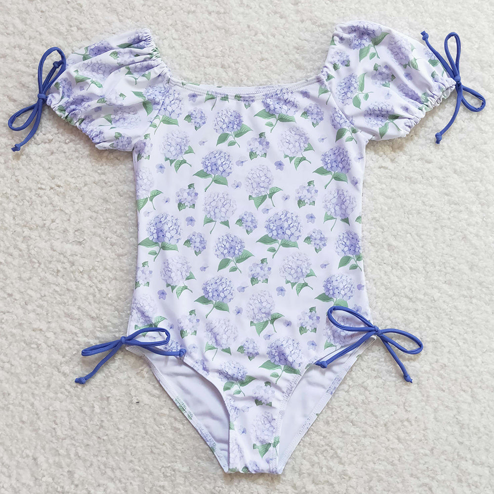 Baby Girls Swimsuits Summer Lavender Flowers One Piece Swimsuits S0329