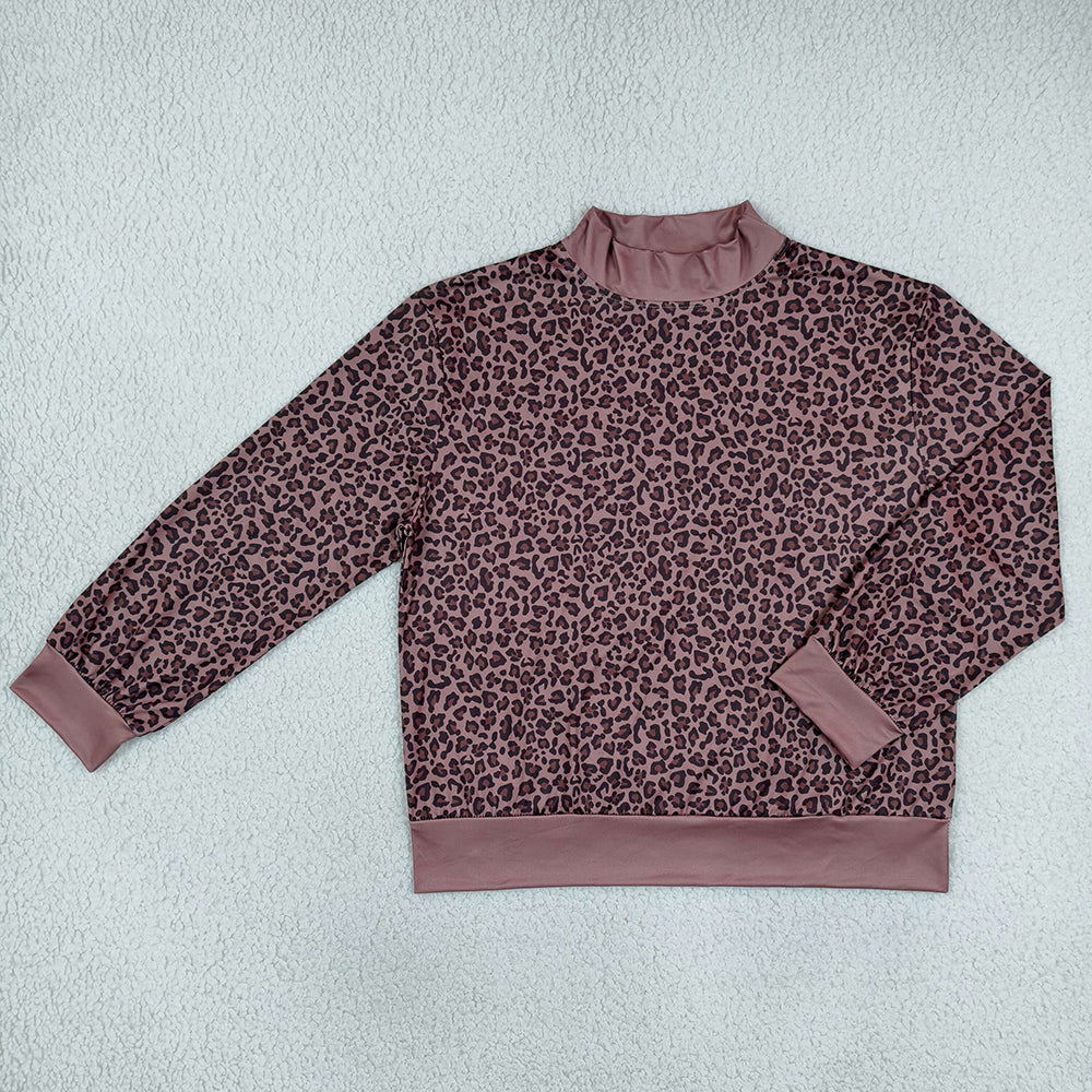 Adult Women Clothes Leopard Long Sleeve T-shirts Top GT1840