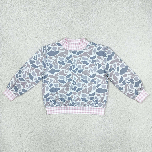 Baby Girls Clothes Long Sleeve Pink Light Grey Camo Choker T-shirts Top GT1874