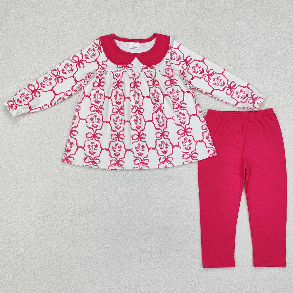 Baby Girls Clothes Pink Bows Flowers Tunic Legging Clothes Sets GLP1623