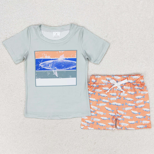 Baby Boys Clothes Shark Short Sleeve Tee Shirts Tops Shorts Sets BSSO0899