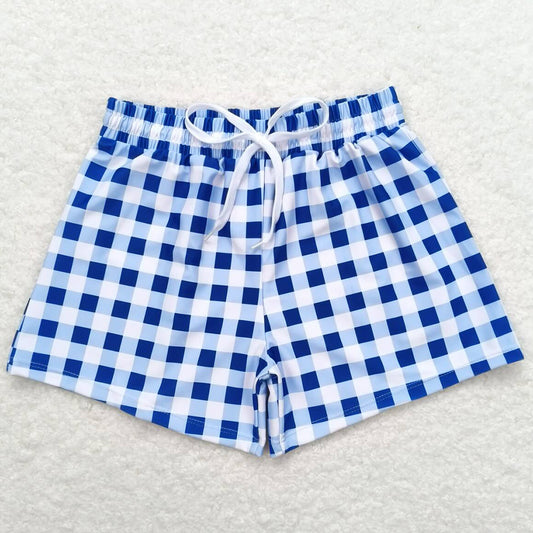 Baby Boys Trunks Summer Blue Checkered Trunks Swimsuits Swimwear S0232