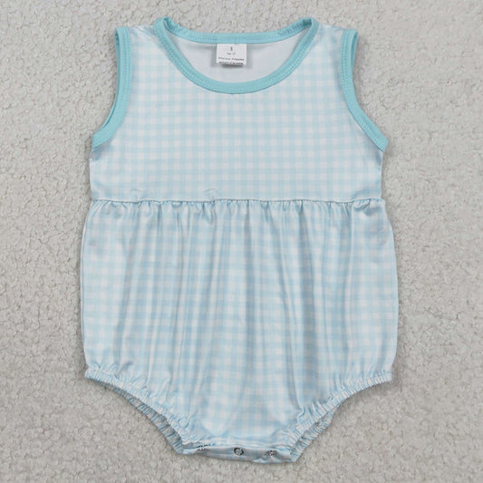 Baby Boys Rompers Sleeveless Blue Checked Rompers SR3554