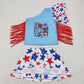 Baby Girls Clothes 4th of July America Fringe Shirt Skorts Skirt Sets GSD1836