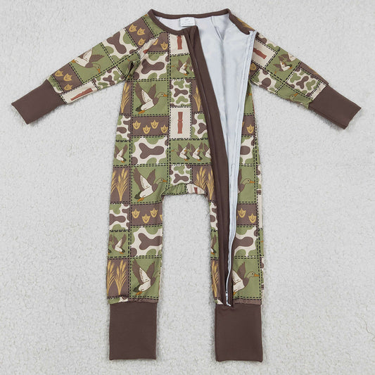 Baby Boys Clothes Camo Ducks Checked Hunting Zip Convertible Rompers LR2949 12.31