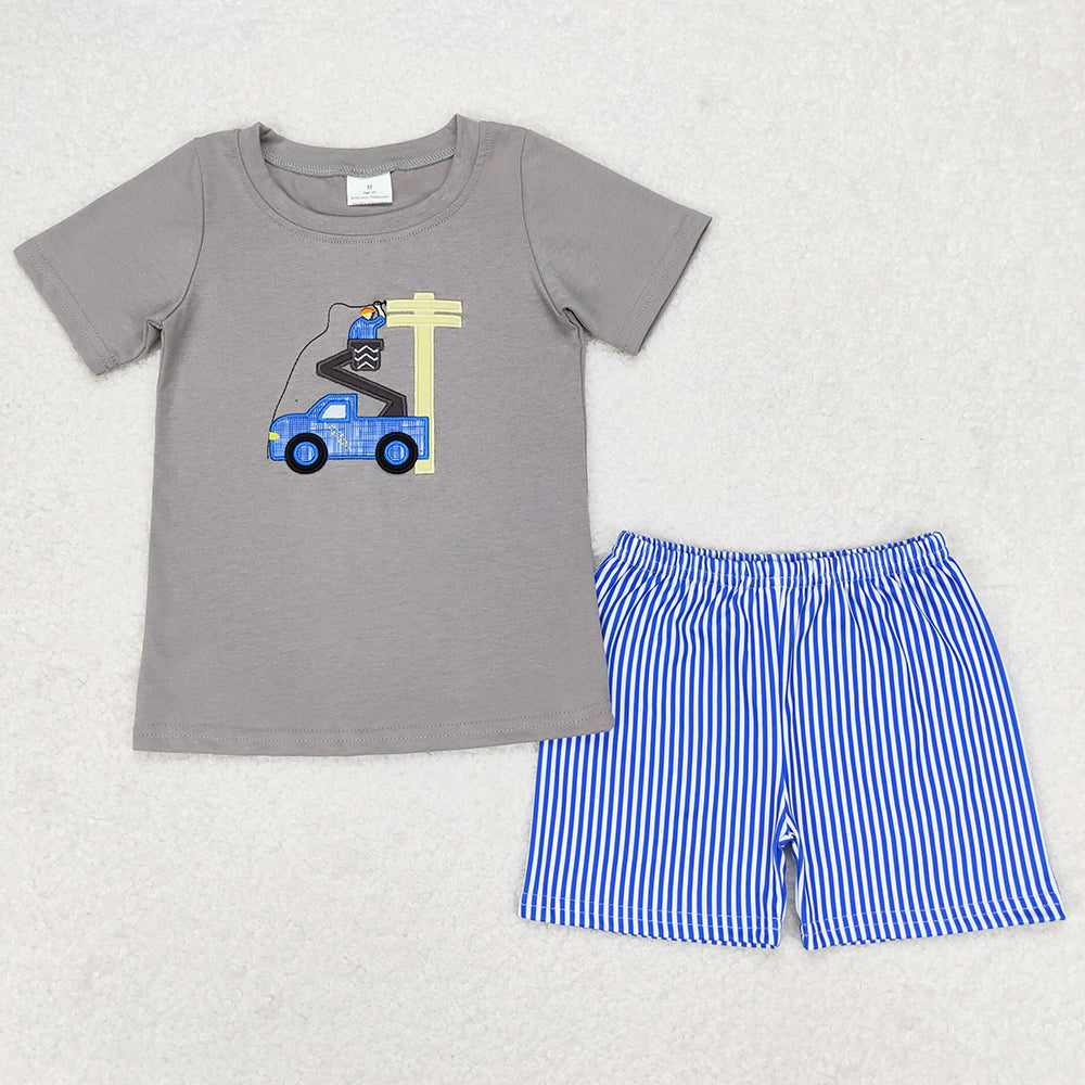 Baby Boys Clothes Construction Line Man Shirt Summer Shorts Sets BSSO0631