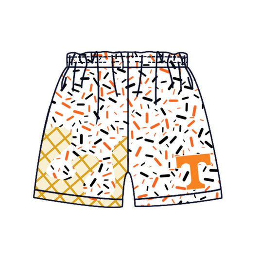MOQ 5 pcs T yellow white ice cream sprinkle kids boys team shorts 8.20