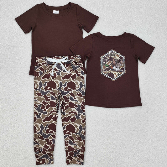 Baby Boys Clothes Brown Camo Duck Top Pocket Pants Clothes Sets BSPO0525